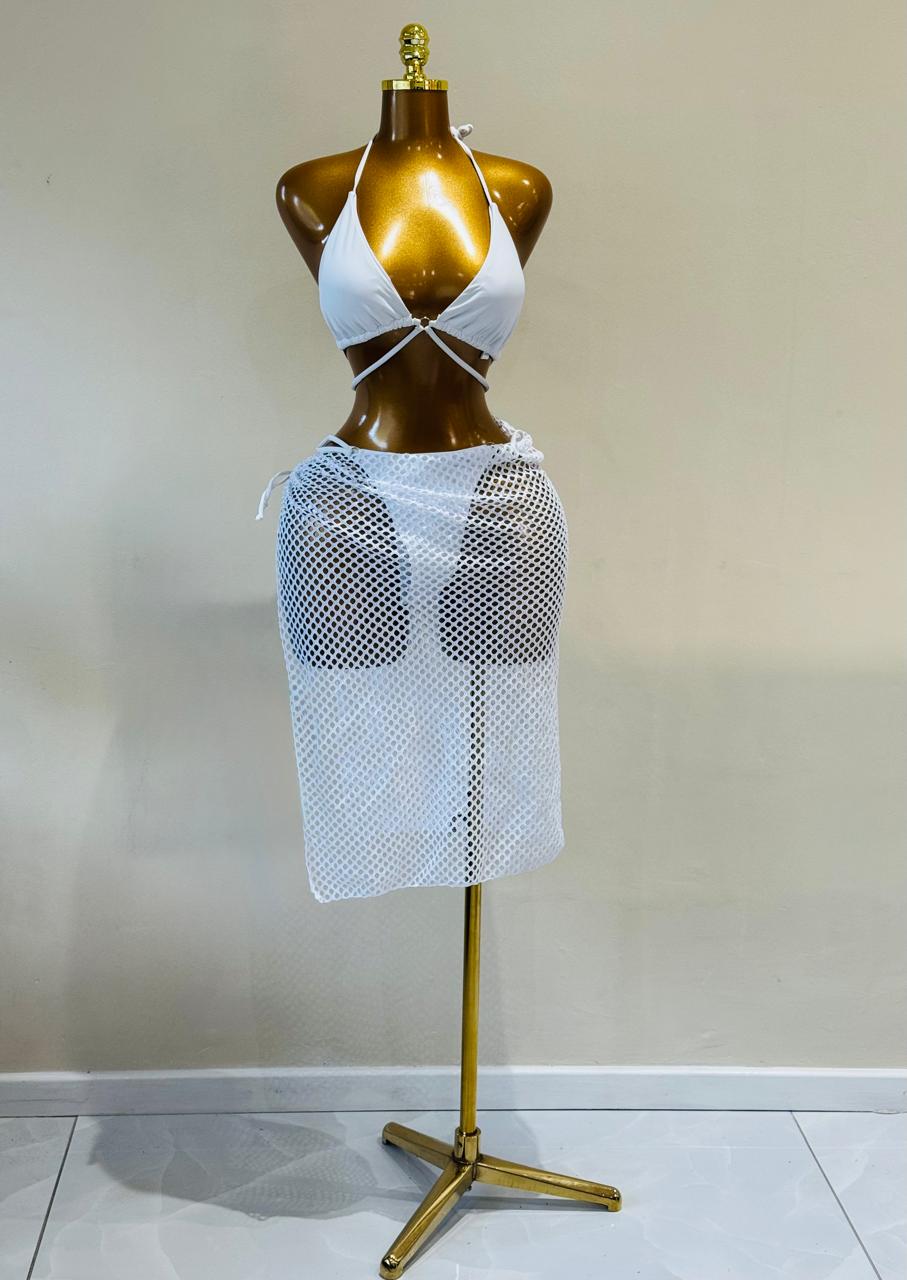 Lilly 3 piece white bikini set